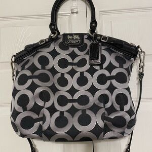 Coach Monogram Black and Silver Satchel Bag & Turn Key Wallet